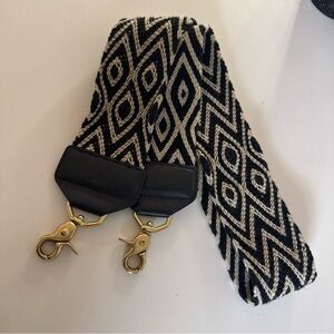 Salt Black and White Geometric Strap with Gold Hardware
